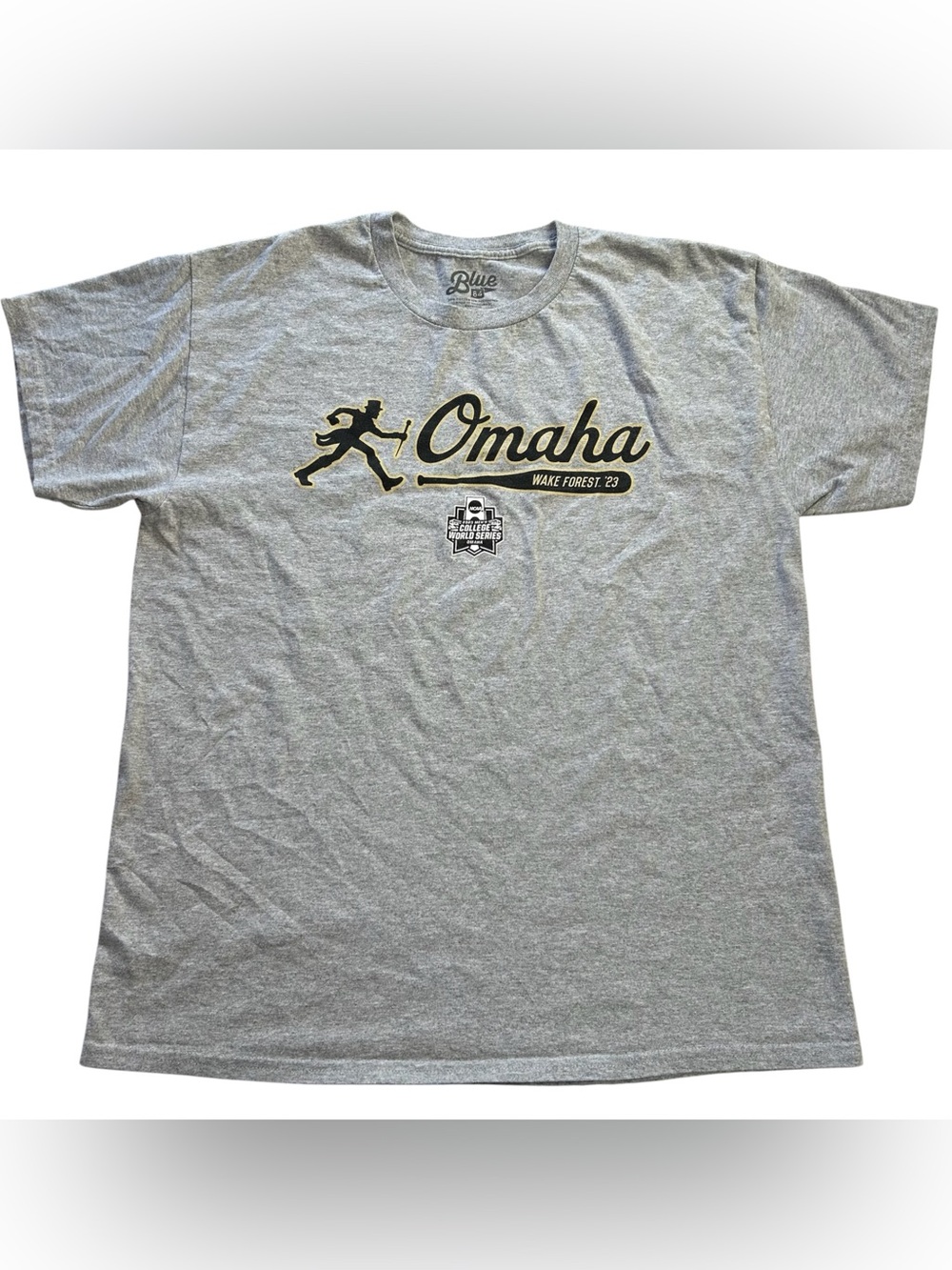 Blue 84 Wake Forest Walking Demon Deacons Baseball Omaha 2023 T-Shirt Men’s sz L